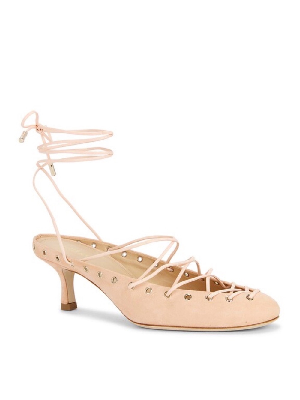 NWB Chloe Ghilies Women's Lace-Up Kitten Heel in Cream Size 39.5